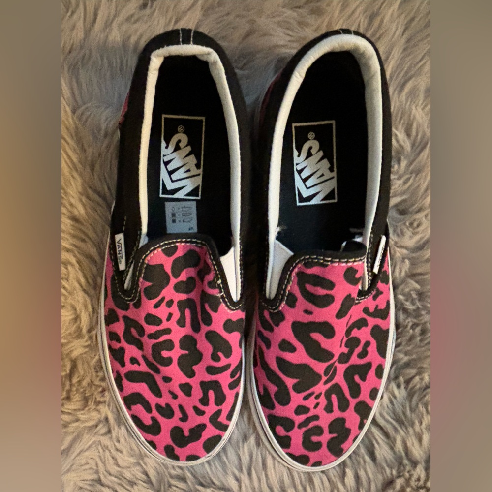 Vans Pink and Black Leopard Print Sneakers 7